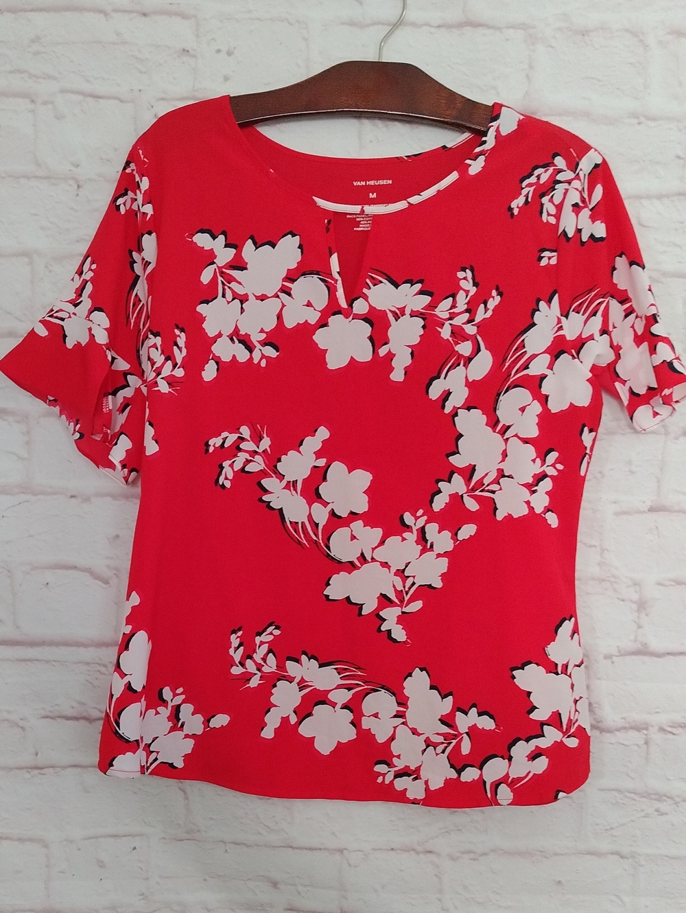Van Heusen Floral Short Sleeve Keyhole Blouse